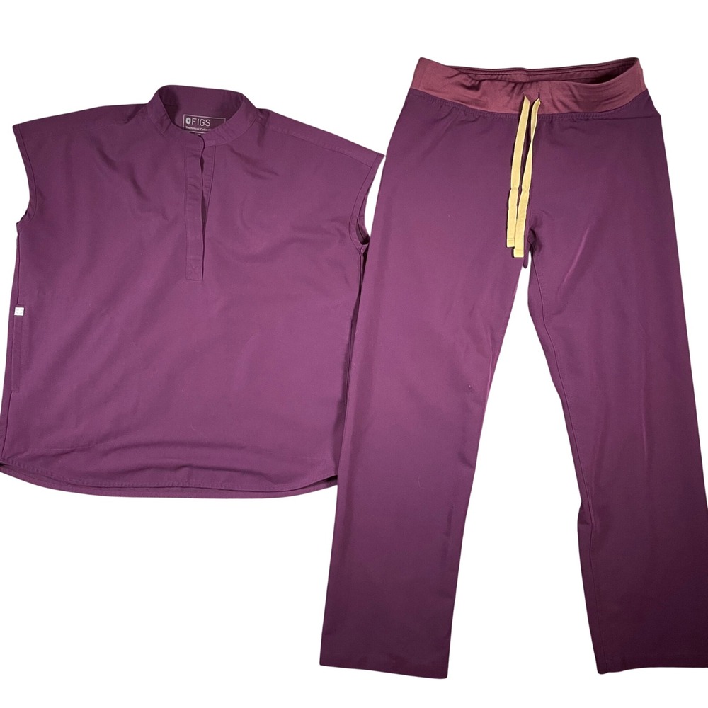 FIGS Purple Scrub Set XS Rafaela Oversized Top S/P Livingston Straight Leg FLAW